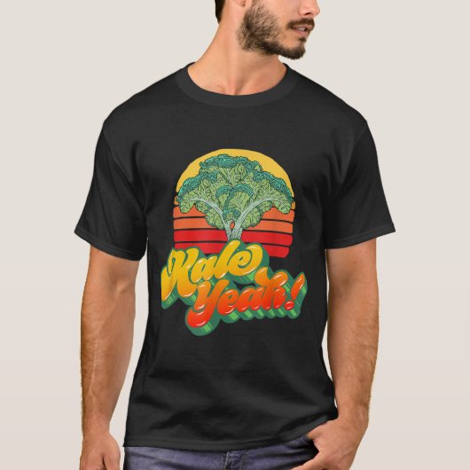 Kale Ja Funny Vegetable Retro 80 s Sunset T-shirt (Voorkant)