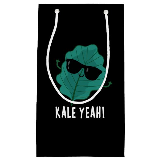 Kale Ja Funny Veggie Pun Dark BG Klein Cadeauzakje (Voorkant)