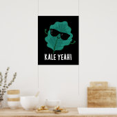 Kale Ja Funny Veggie Pun Dark BG Poster (Keuken)