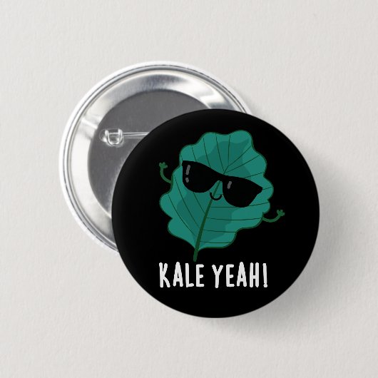 Kale Ja Funny Veggie Pun Dark BG Ronde Button 5,7 Cm (Voorkant /achterkant)