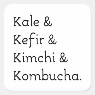 Kale Kefir Kimchi Kombucha Vierkante Sticker