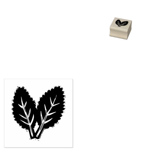 Kale Leaves Vegetarian Menu Choice Rustic Linocut Rubberstempel (Gestempeld)