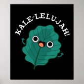 Kale-lelujah Funny Veggie Kale Pun Dark BG Poster (Voorkant)