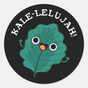 Kale-lelujah Funny Veggie Kale Pun Dark BG Ronde Sticker