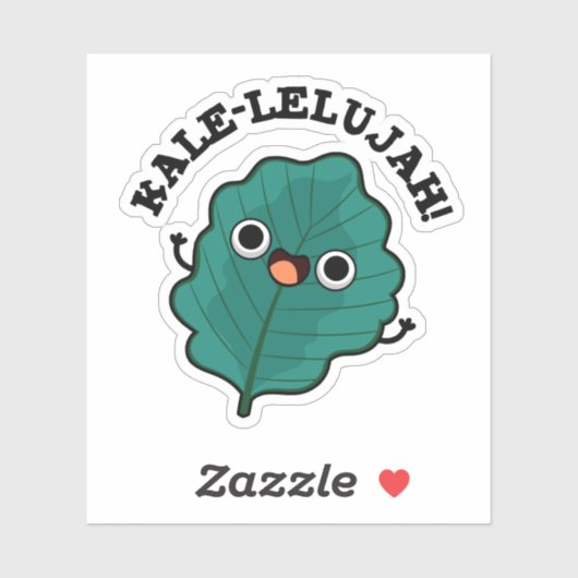 Kale-lelujah Funny Veggie Kale Pun Sticker (Vel)