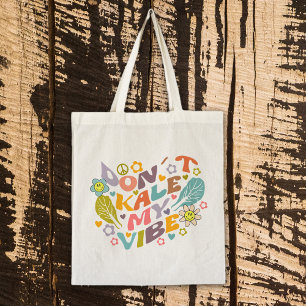 Kale mijn Vibe niet, Trendy Flowers Retro Tote Bag