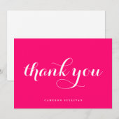 Kale moderne kalligrafie heet roze bedankkaart (Voorkant / Achterkant)