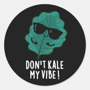 Kale My Vibe Funny Veggie Pun Dark BG Ronde Sticker