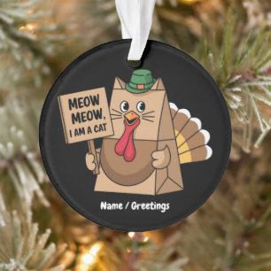 Kale Paper Zak Meow Grappige Thanksgiving Kat  Ornament