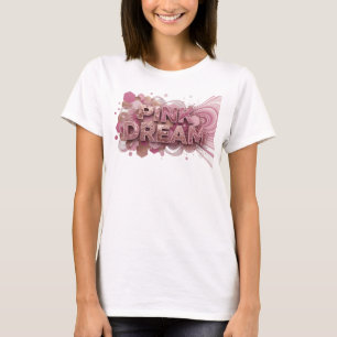 Kale Pink ROZE DROOM 3D Tekst Kunst T-shirt