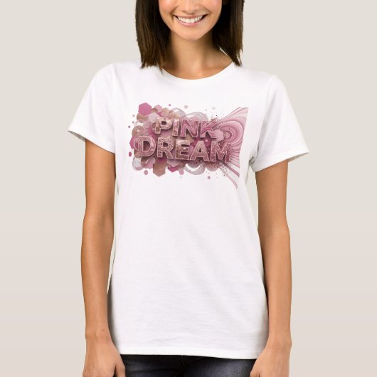 Kale Pink ROZE DROOM 3D Tekst Kunst T-shirt (Voorkant)