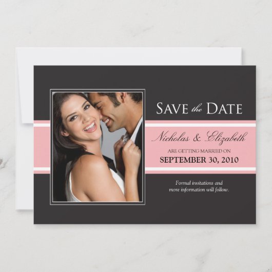 Kale Pink Streep Save-the-Date Aankondiging (Voorkant)