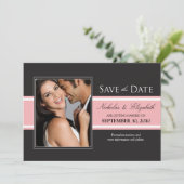 Kale Pink Streep Save-the-Date Aankondiging (Staand voorkant)