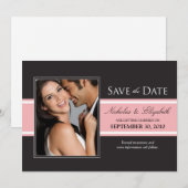 Kale Pink Streep Save-the-Date Aankondiging (Voorkant / Achterkant)