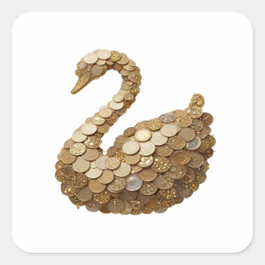 Kale Silver Gouden Zwaan Sticker Kunst (Voorkant)