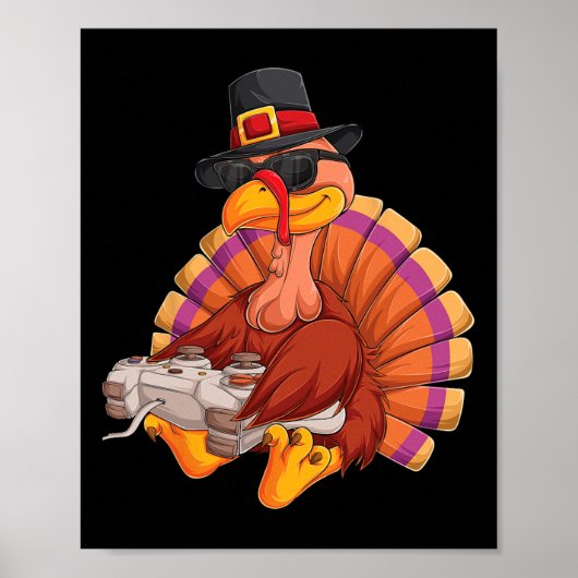 Kale thanksgiving kalkoen gamer jongens kinderen t poster (Voorkant)
