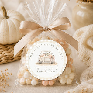 Kale Truck Vintage Herfst Baby Shower Bedankt Ronde Sticker