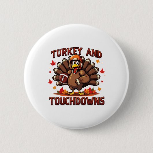 Kale turkey en touchdowns voetbalspeler 1 ronde button 5,7 cm (Voorkant)