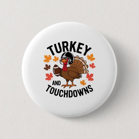 Kale turkey en touchdowns voetbalspeler 2 ronde button 5,7 cm (Voorkant)
