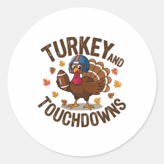 Kale turkey en touchdowns voetbalspeler 4 ronde sticker (Voorkant)