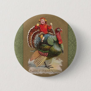 Kale turkey grappige vintage groeten ronde button 5,7 cm