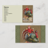 Kale turkey grappige vintage groeten visitekaartje (Voorkant / Achterkant)