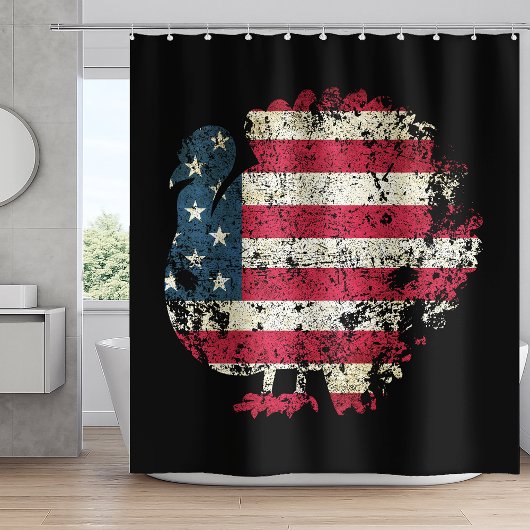 Kale turkey met Amerikaanse vlag Douchegordijn