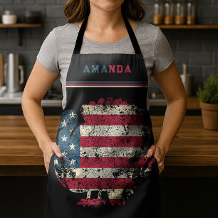 Kale turkey met Amerikaanse vlag Schort