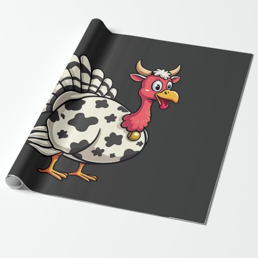 Kale turkey Moo Koe Hoof Grappige Herfst Familie Cadeaupapier (Uitgerold)