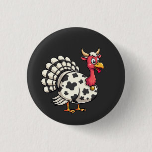 Kale turkey Moo Koe Hoof Grappige Herfst Familie Ronde Button 3,2 Cm
