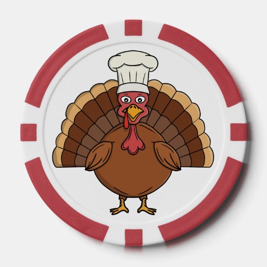 Kale Turkije Cartoon Thanksgiving Poker Chips (Voorkant)