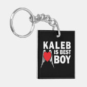 Kaleb is best Boy Square Sleutelhanger (Donker) (Voorkant Links)