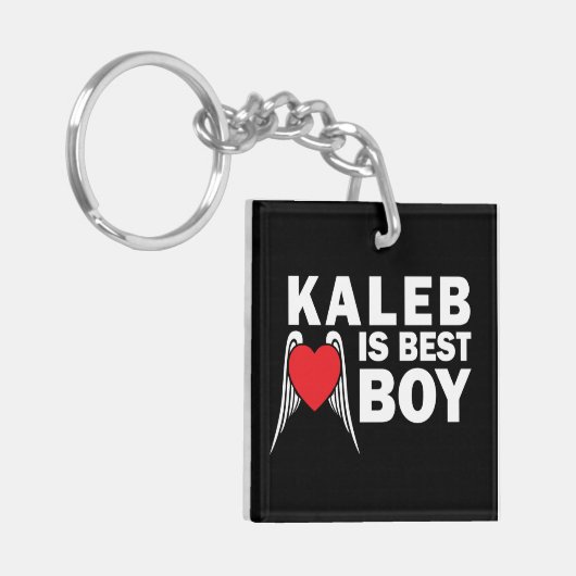 Kaleb is best Boy Square Sleutelhanger (Donker) (Voorkant Links)