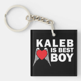 Kaleb is best Boy Square Sleutelhanger (Donker)