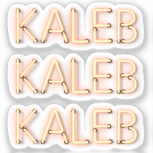 Kaleb-naam in gloeiende neonlichten x3 sticker
