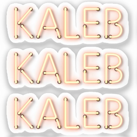 Kaleb-naam in gloeiende neonlichten x3 sticker (Voorkant)