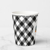 Kalebas Blauwe Pompoen Plaid Thanksgiving Papieren Bekers (Rechts)