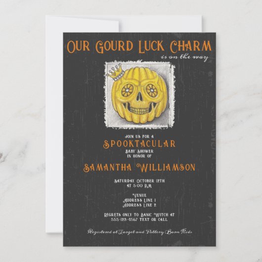 kalebas geluk charme halloween pompoen Baby shower Kaart (Voorkant)