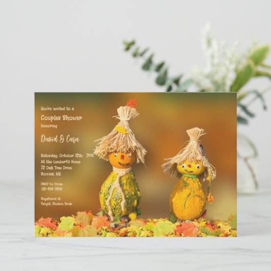 Kalebas Koppel Bruiloft Kaart (Staand voorkant)