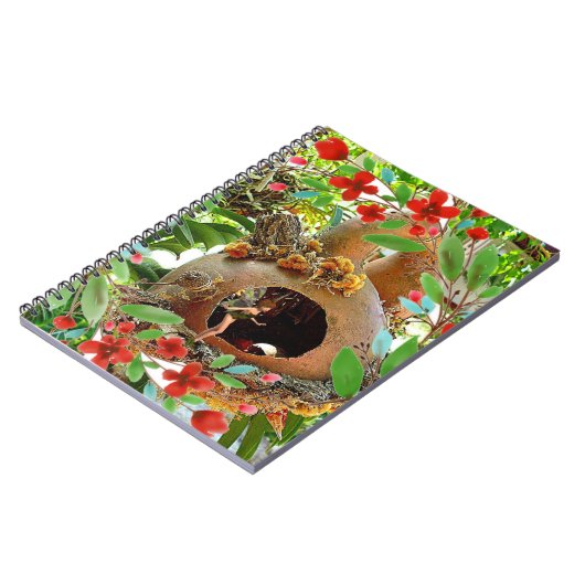 Kalebas met rode bloemen en fee notitieboek (Linkerzijde)