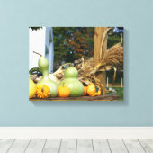 Kalebassen Cornstalks Boerderij Stand Autumn Canvas Afdruk (Insitu (Houten vloer))