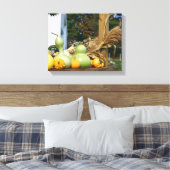 Kalebassen Cornstalks Boerderij Stand Autumn Canvas Afdruk (Insitu (Slaapkamer))