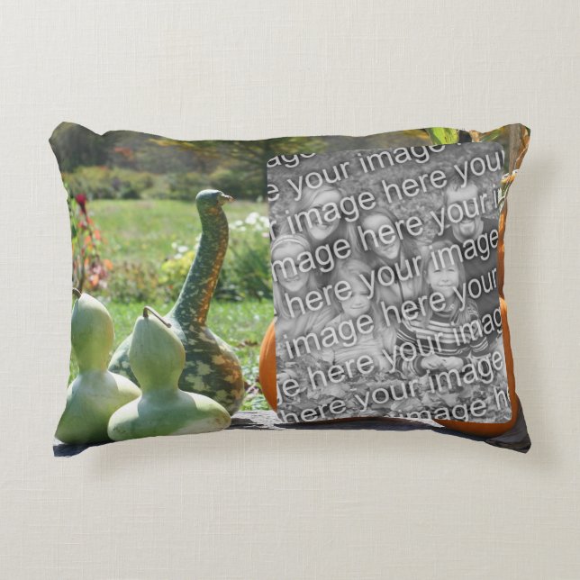 Kalebassen en pompoenen Herfst Uw foto toevoegen Accent Kussen (Voorkant)