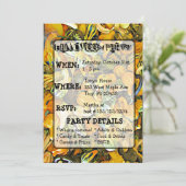 Kalebassen Pompoenen en Kat Halloween Feest Uitnod Kaart (Staand voorkant)