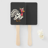 Kaleidakster kalkoen Moo Koe Hoofd Grappige Herfst Handwaaier (Voorkant en achterkant)