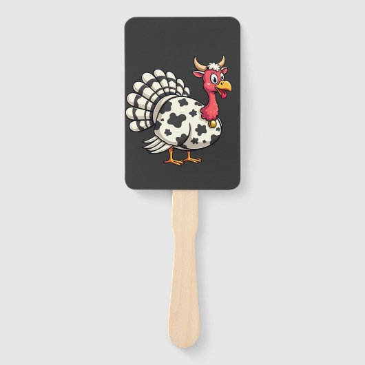 Kaleidakster kalkoen Moo Koe Hoofd Grappige Herfst Handwaaier (Voorkant)