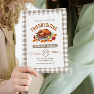 Kaleidaktdiner met Gingham-thema voor Thanksgiving Kaart