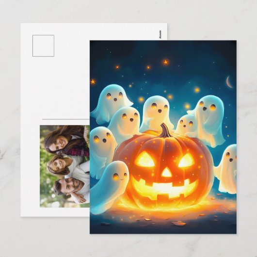 Kaleidos Waterverf Pompoen Glow Geestenfeestje Feestdagenkaart (Voorkant / Achterkant)