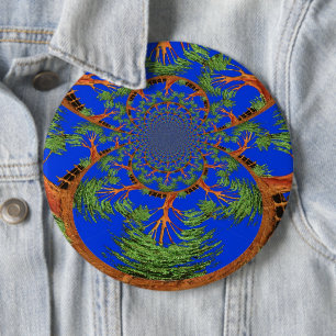 Kaleidoscoop Acacia Boom Kunstprint/ Grafiek Ronde Button 6,0 Cm