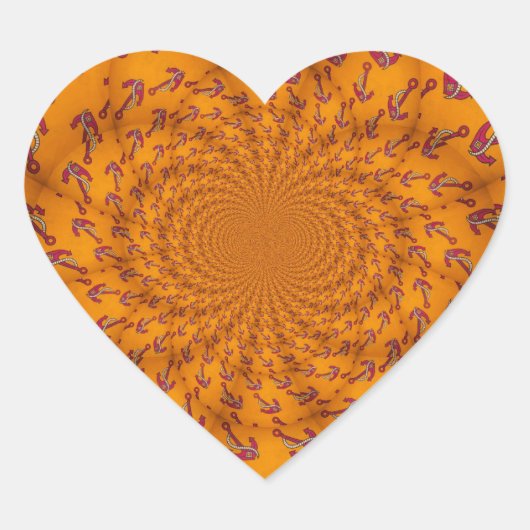 Kaleidoscoop Anker Art Print Hart Sticker (Voorkant)